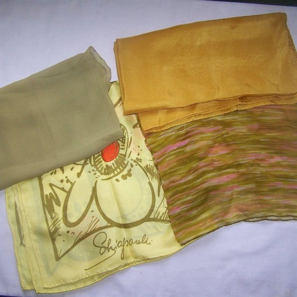 Schiaparelli Accessories - Four Vintage Scarves Schiaparelli Burmel Green Gol